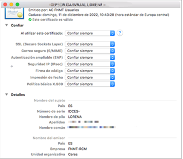 Captura pantalla MAC acceso a llaveros